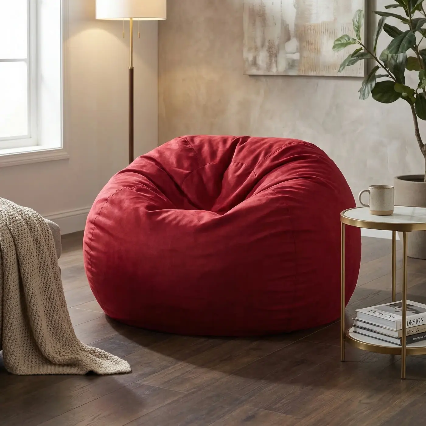 Home lifestyle image: red indoor lounger living room