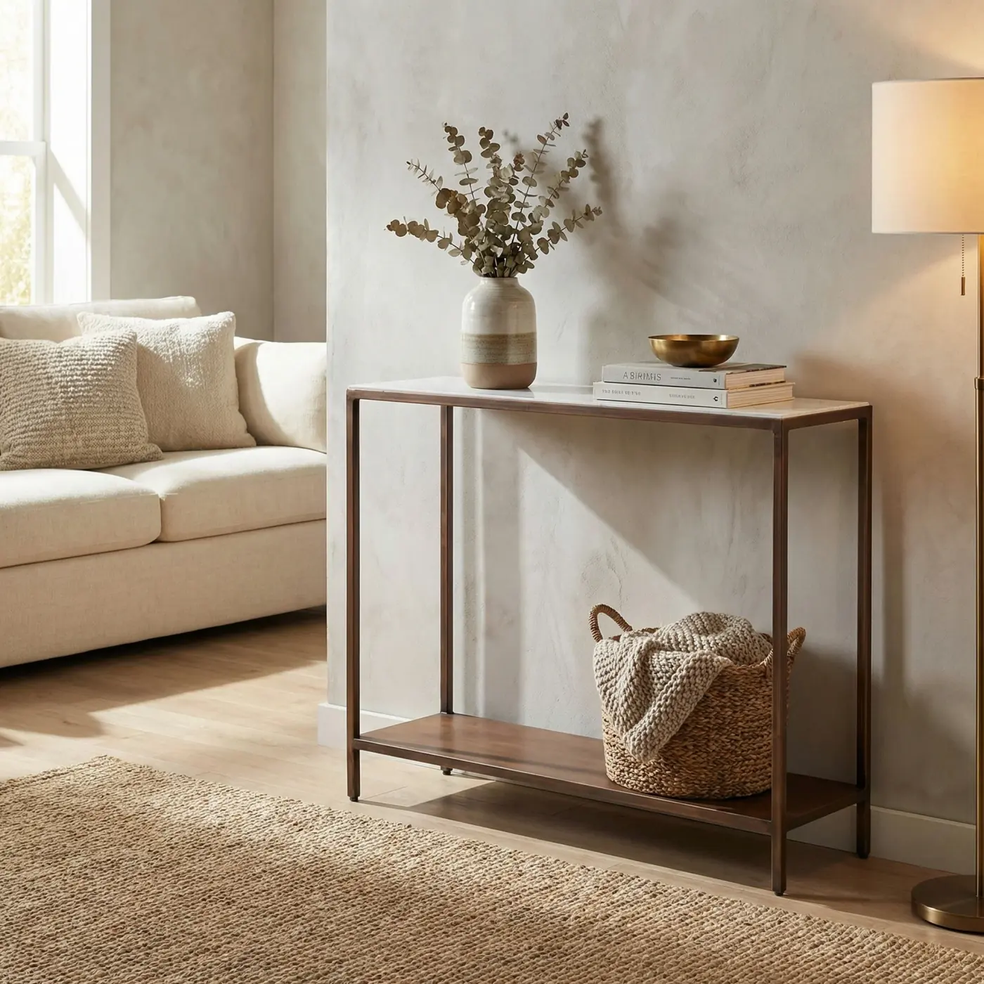 Home lifestyle image: console table white room