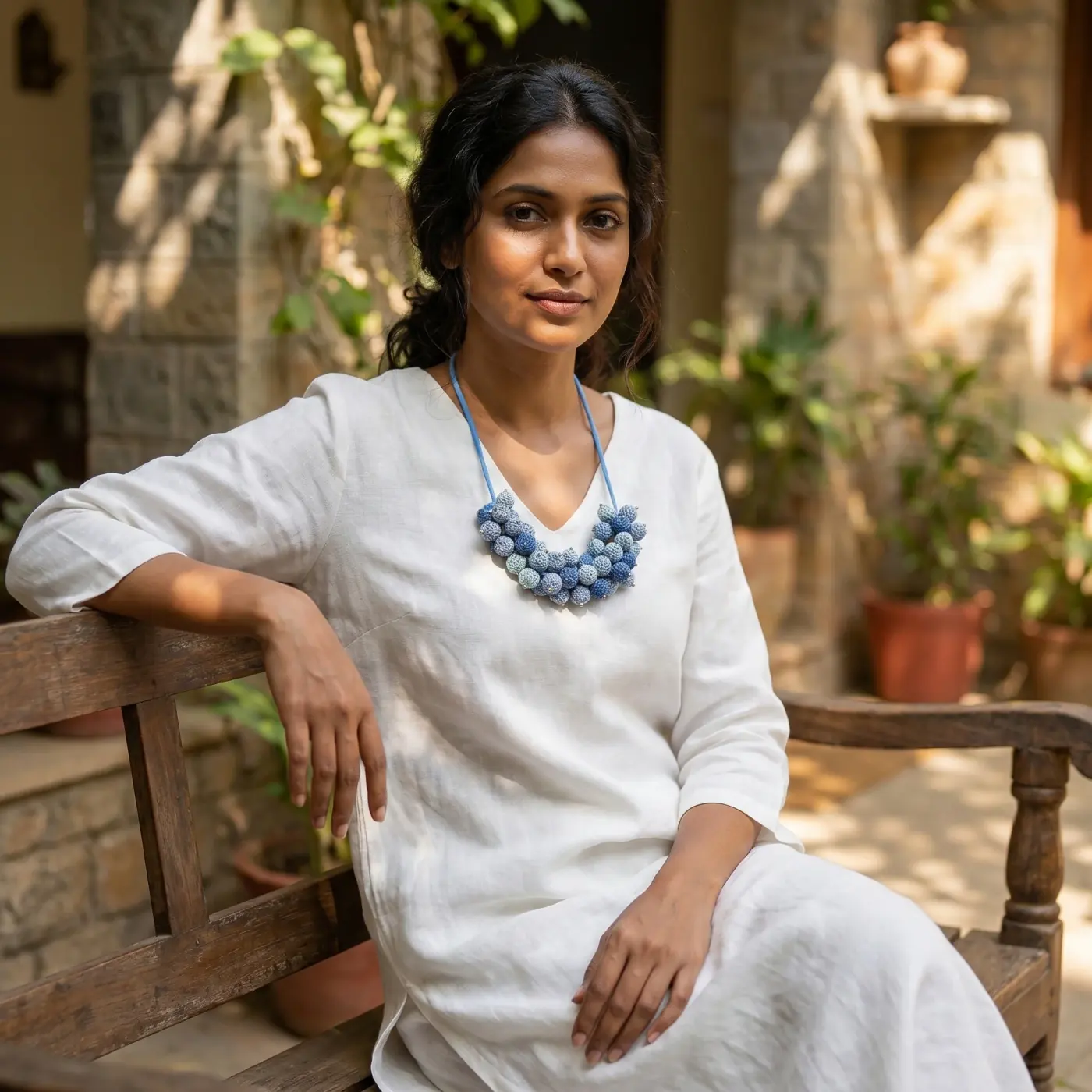 Jewelry lifestyle image: indian collar necklace portrait