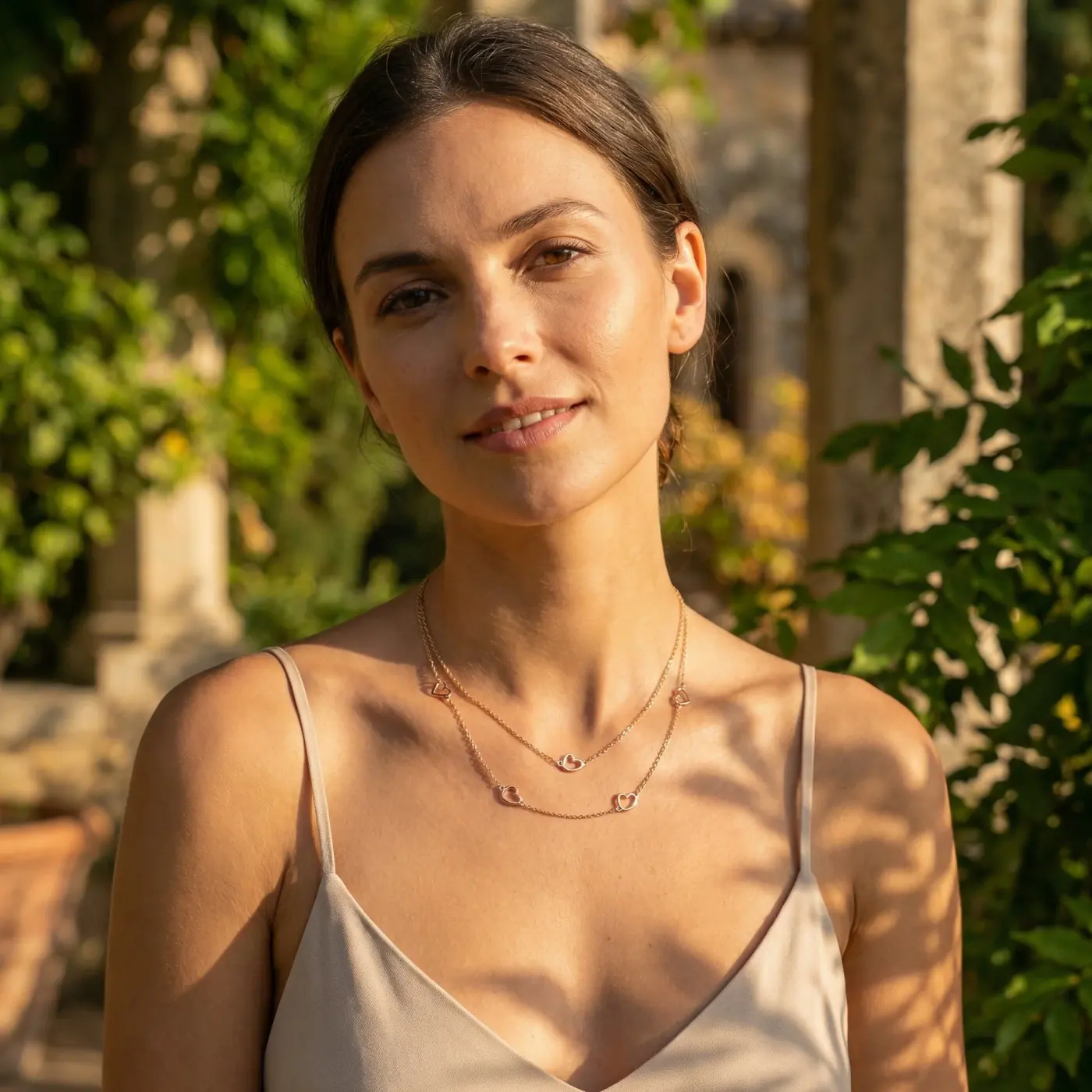 Jewelry lifestyle image: love necklace portrait